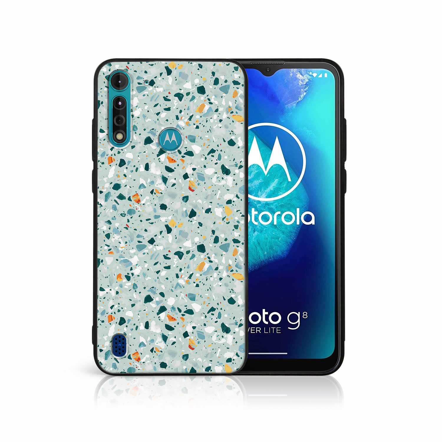 Levně MY ART Ochranný kryt pro Motorola Moto G8 Power Lite BLUE TERRAZZO (164)