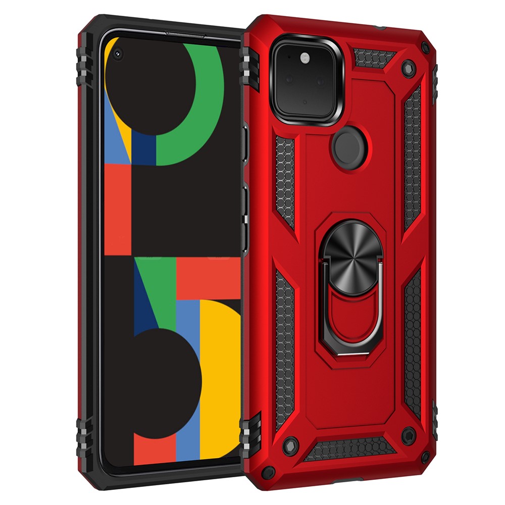 Levně RING Kryt s držákem pro Google Pixel 4a 5G červený