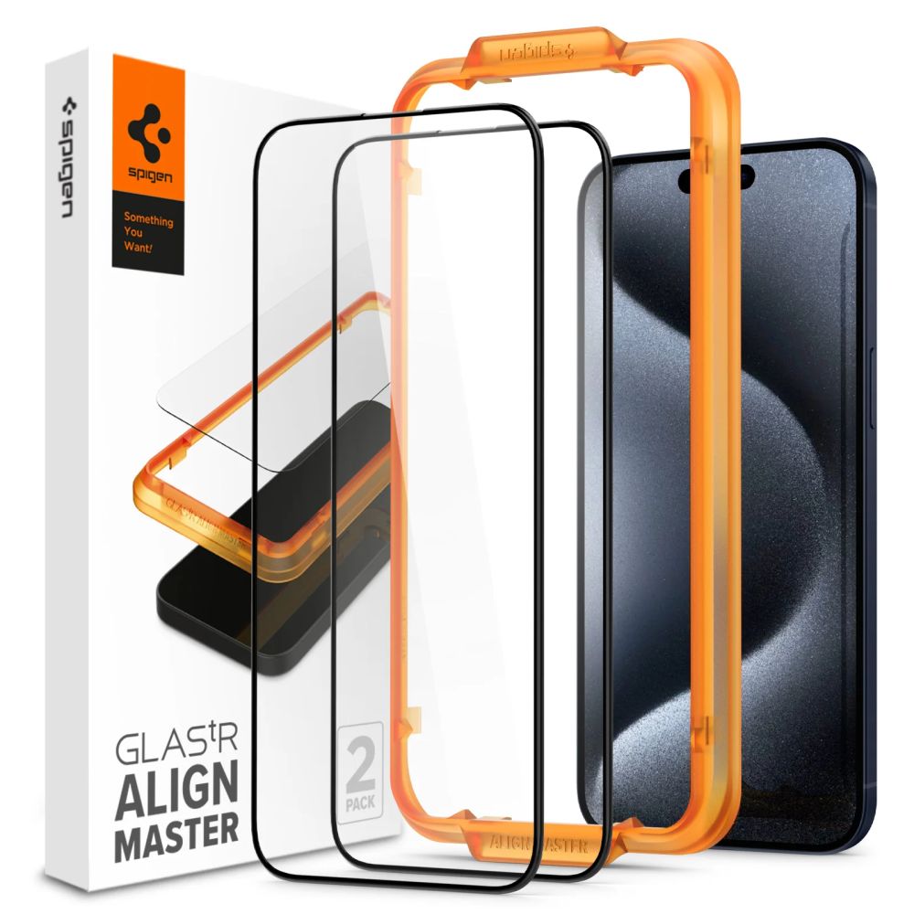 Levně SPIGEN ALM GLASS FC 2x 3D Ochranné sklo Apple iPhone 15 Pro Max BLACK