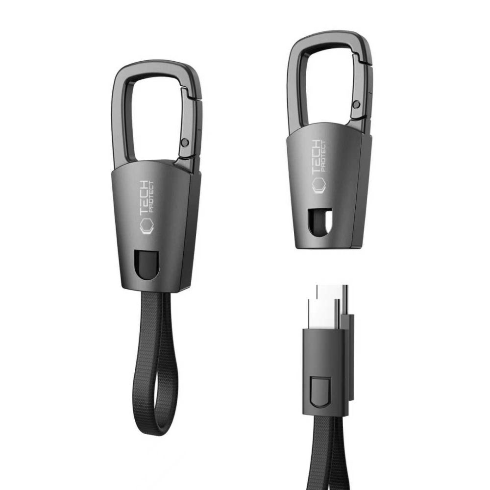 Levně TECH-PROTECT ULTRABOOST DNA KEYCHAIN Kabel v klíčence 60W IRON GREY