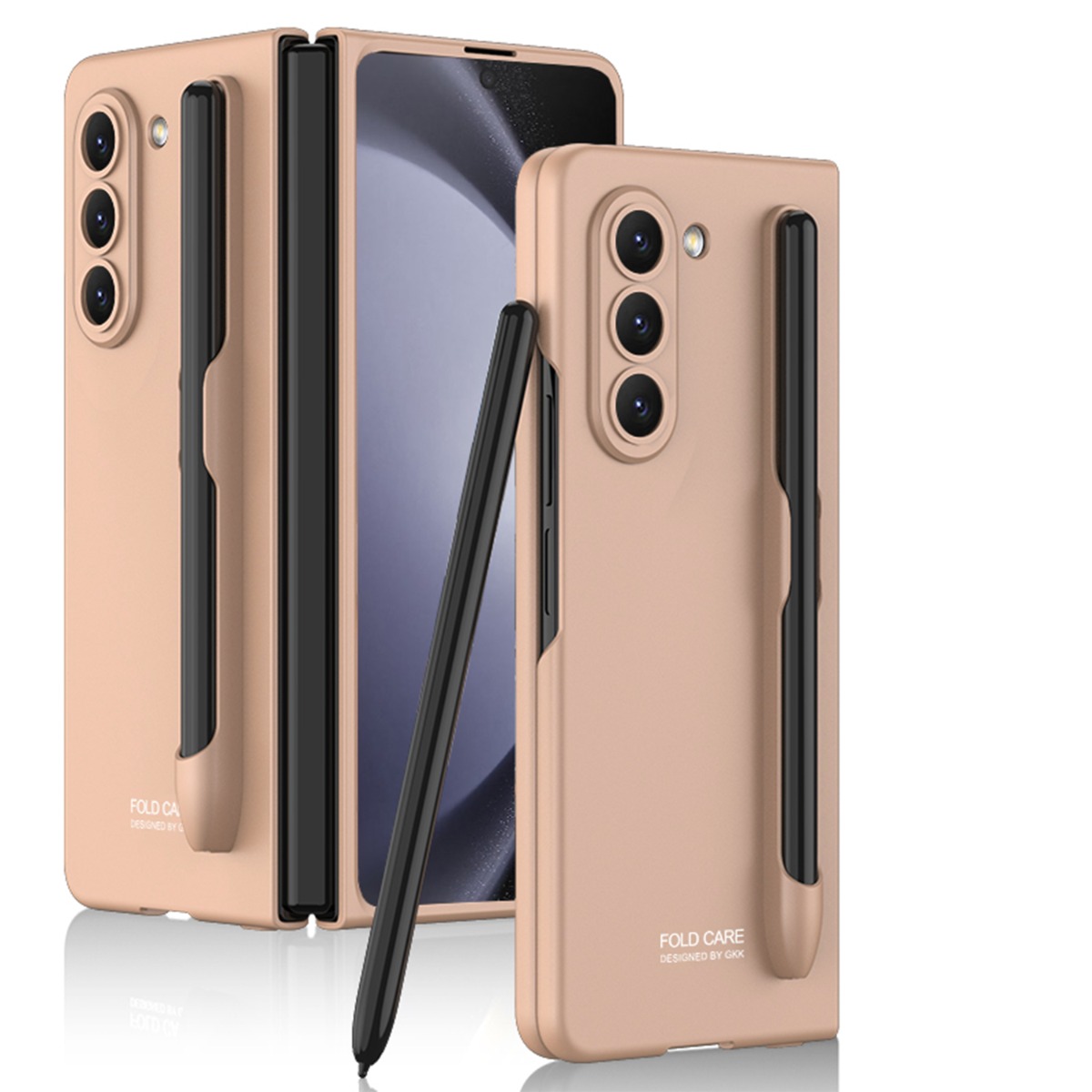 Levně GKK PEN Plastový kryt s držákem pro S Pen Samsung Galaxy Z Fold 5 5G růžovozlatý