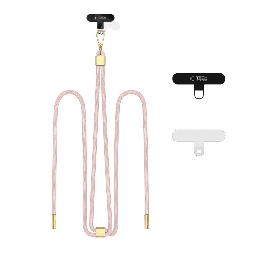 Levně TECH-PROTECT C2S CrossBody univerzální řemínek na telefon BABY PINK / GOLD