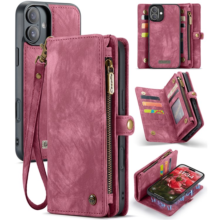 Levně WALLET Ochranný kryt s peněženkou 2v1 pro Apple iPhone 16 červený