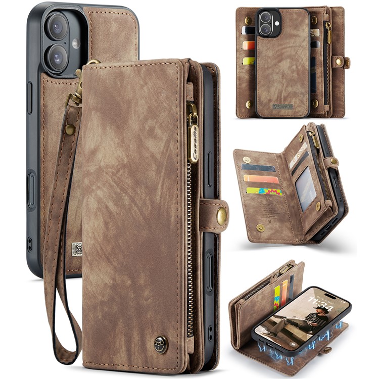 Levně WALLET Ochranný kryt s peněženkou 2v1 pro Apple iPhone 16 Plus hnědý