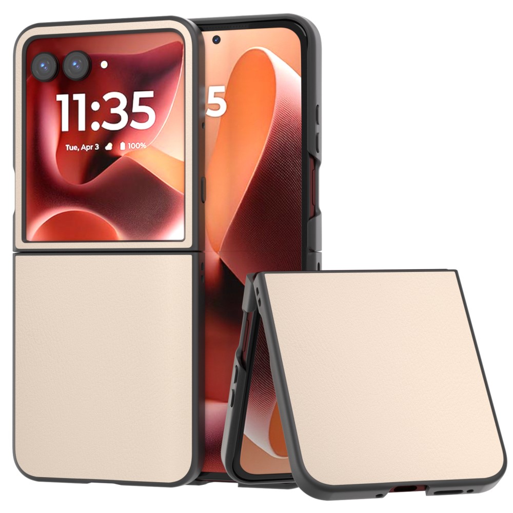 Levně LEATHER Ochranný kryt pro Motorola Razr 60 Ultra / Razr 70 Ultra béžový
