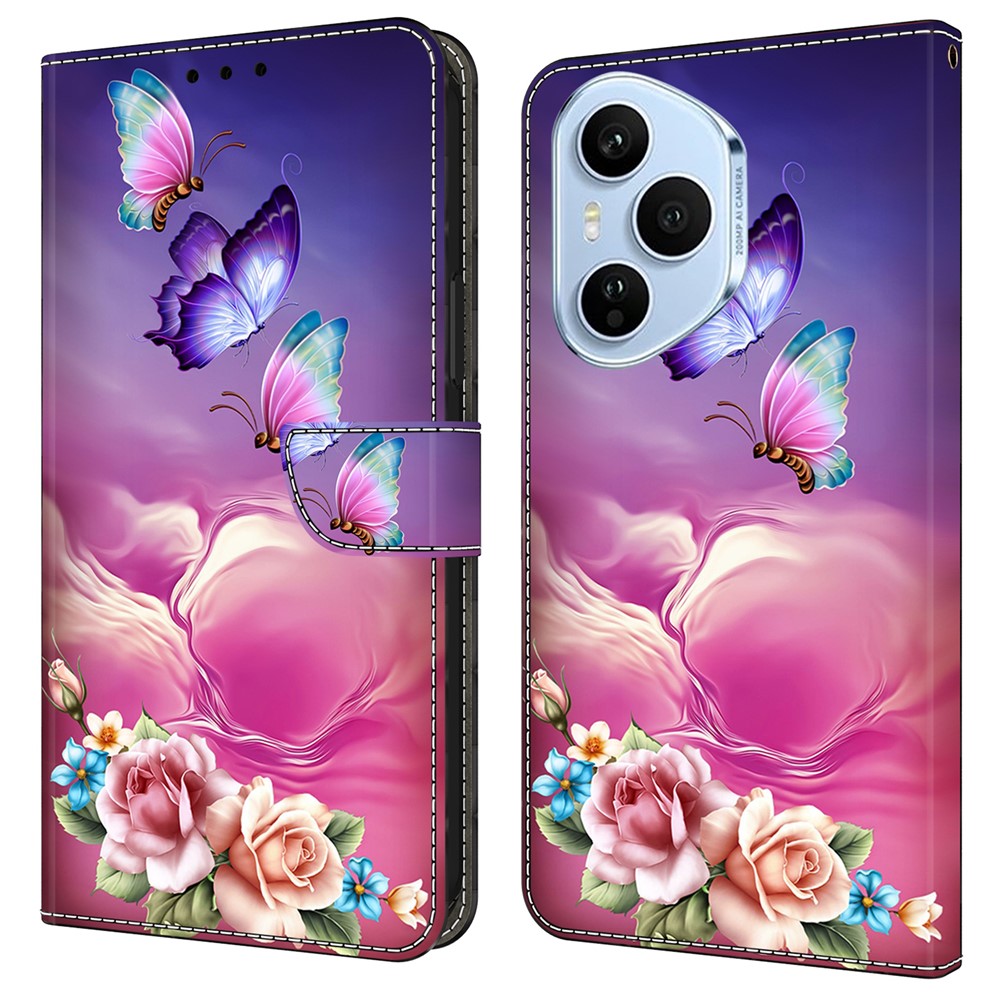 Levně ART Peněženkový kryt pro Honor 400 Pro 5G BUTTERFLY FLOWER