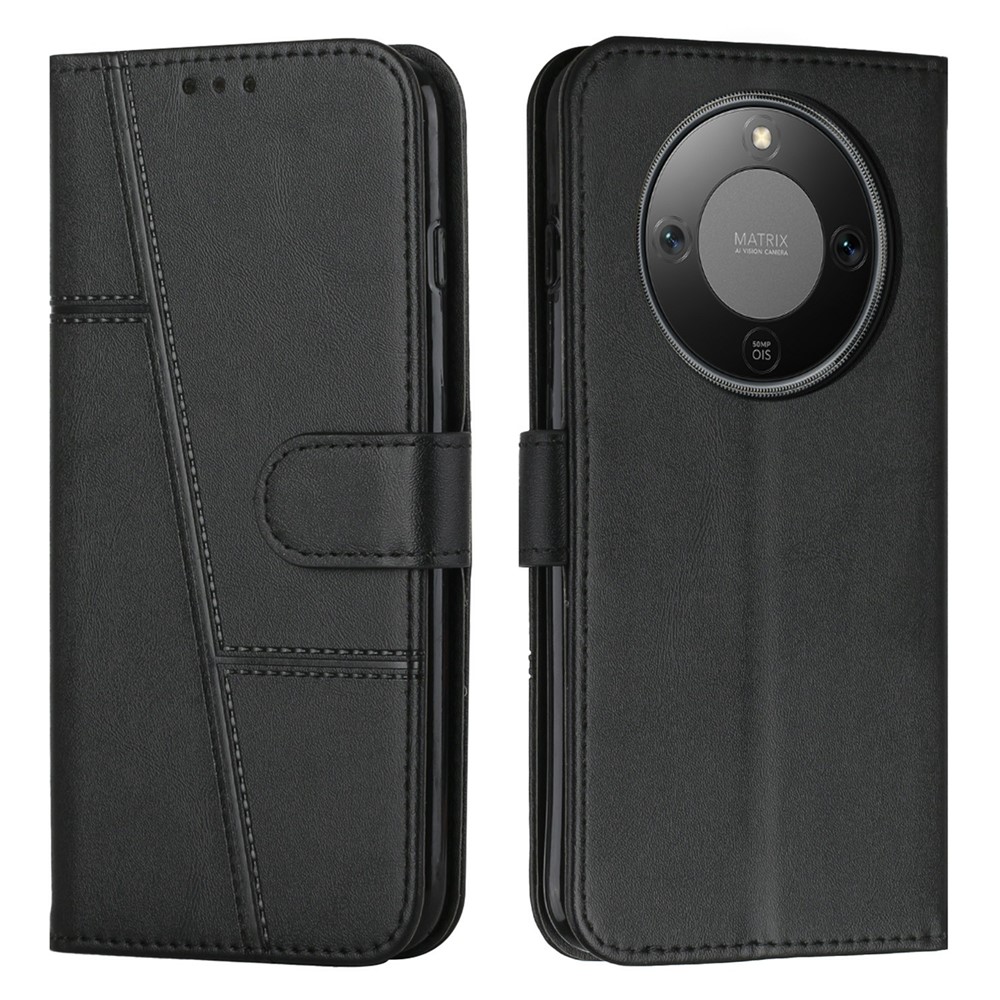 Levně STITCHED Peněženkový kryt pro Honor Magic8 Lite černý