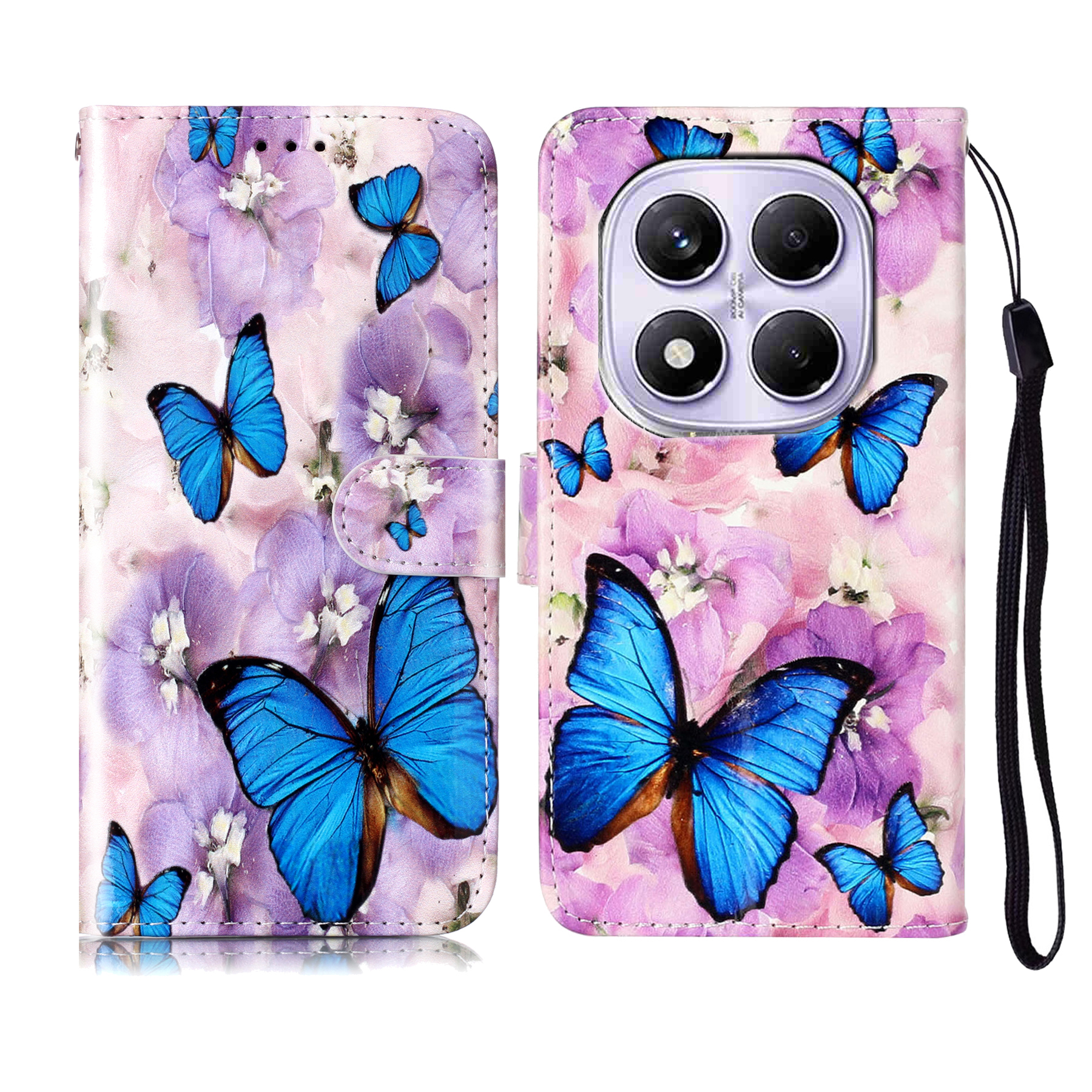 Levně ART Peněženkový kryt pro Xiaomi Redmi Note 15 / Redmi Note 15 5G / POCO M8 5G FLOWER BUTTERFLY