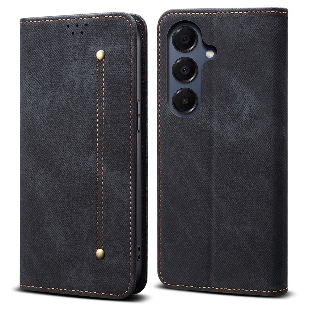 Levně DENIM Peněženkový obal pro Samsung Galaxy A57 5G černý