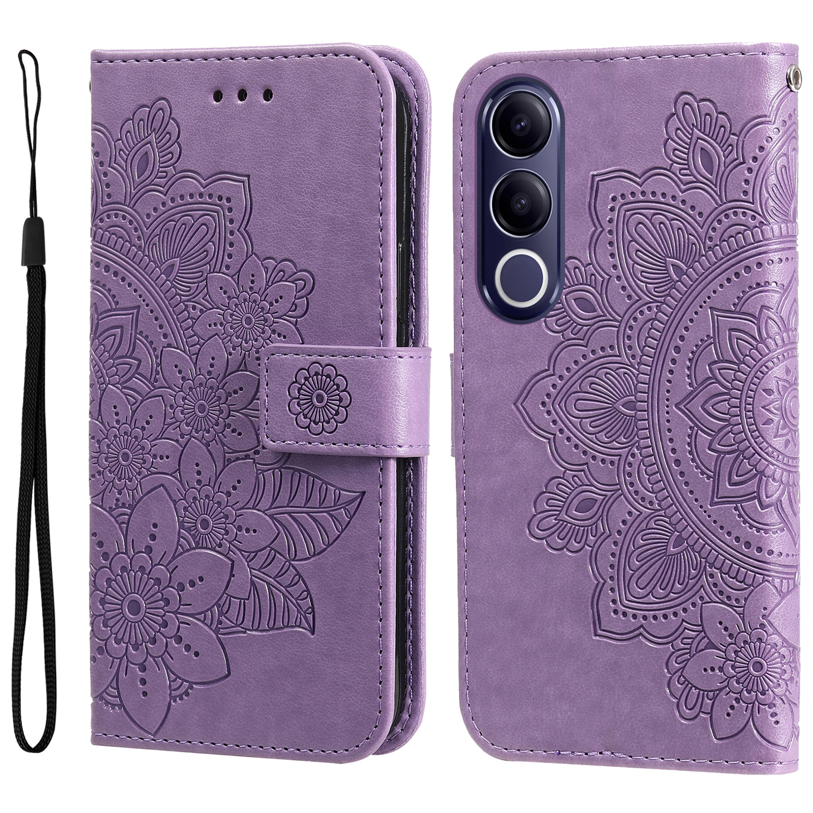 Levně ART MANDALA Peněženkový obal pro Vivo V70 FE fialový