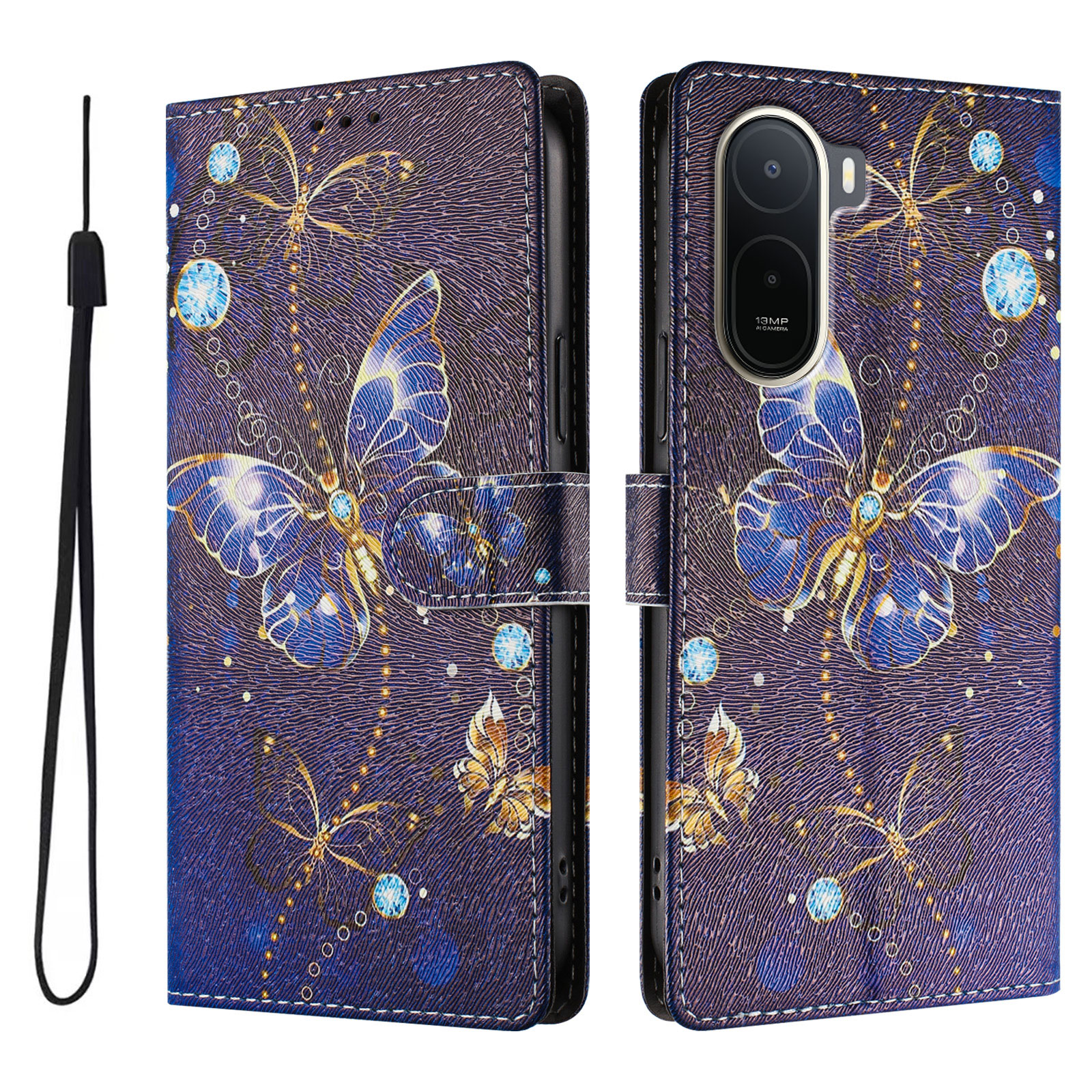 Levně ART Peněženkový kryt pro Xiaomi Redmi A7 Pro BLUE BUTTERFLY