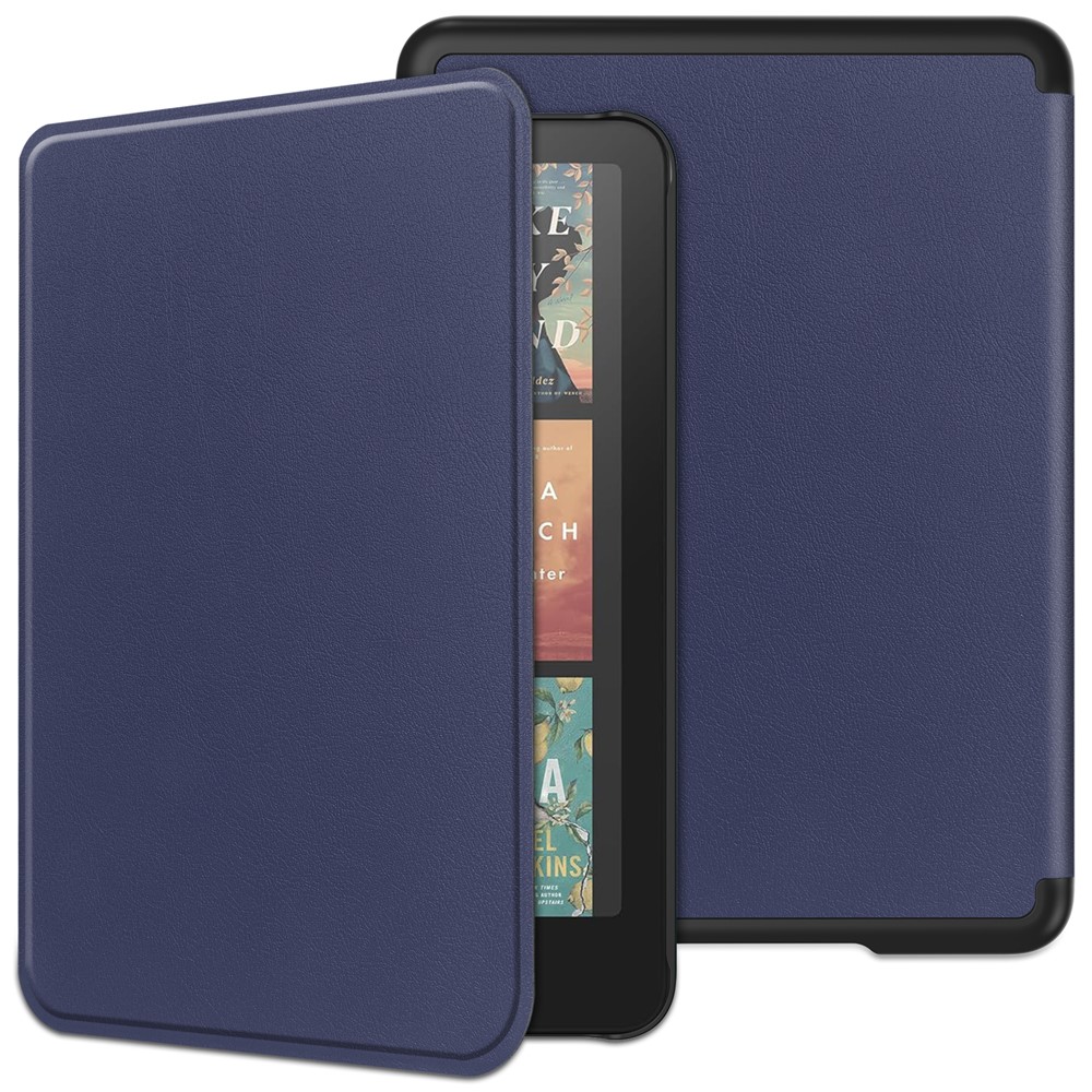 Levně LEATHER Zaklápěcí kryt pro Amazon Kindle Paperwhite 2024 / Kindle Colorsoft Signature Edition tmavě modrý