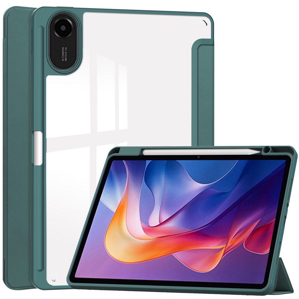 Levně CRYSTAL Zaklápěcí pouzdro Xiaomi Redmi Pad 2 tmavě zelené