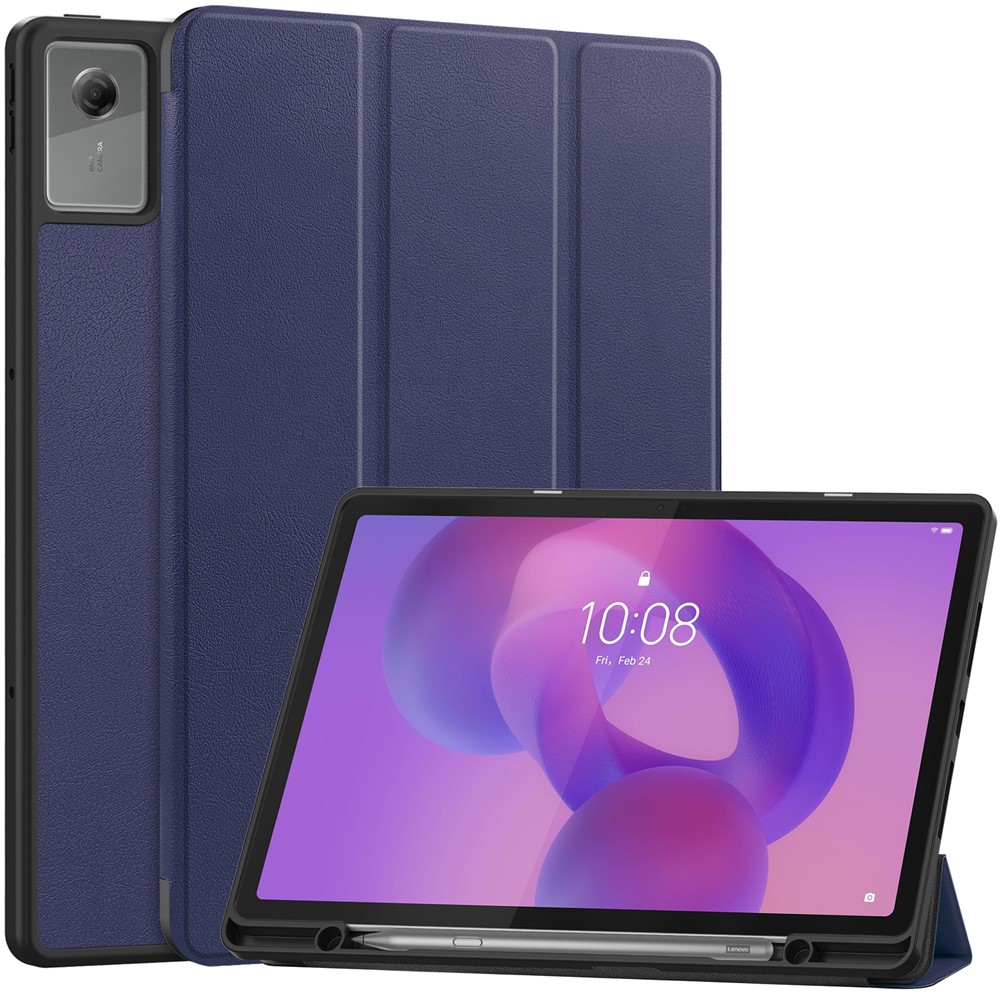 Levně LEATHER Zavírací kryt pro Lenovo Idea Tab Plus / Tab K12 modrý