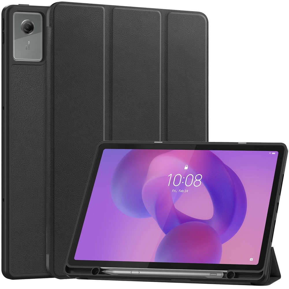 Levně LEATHER Zaklápěcí kryt pro Lenovo Idea Tab Plus / Tab K12 černý