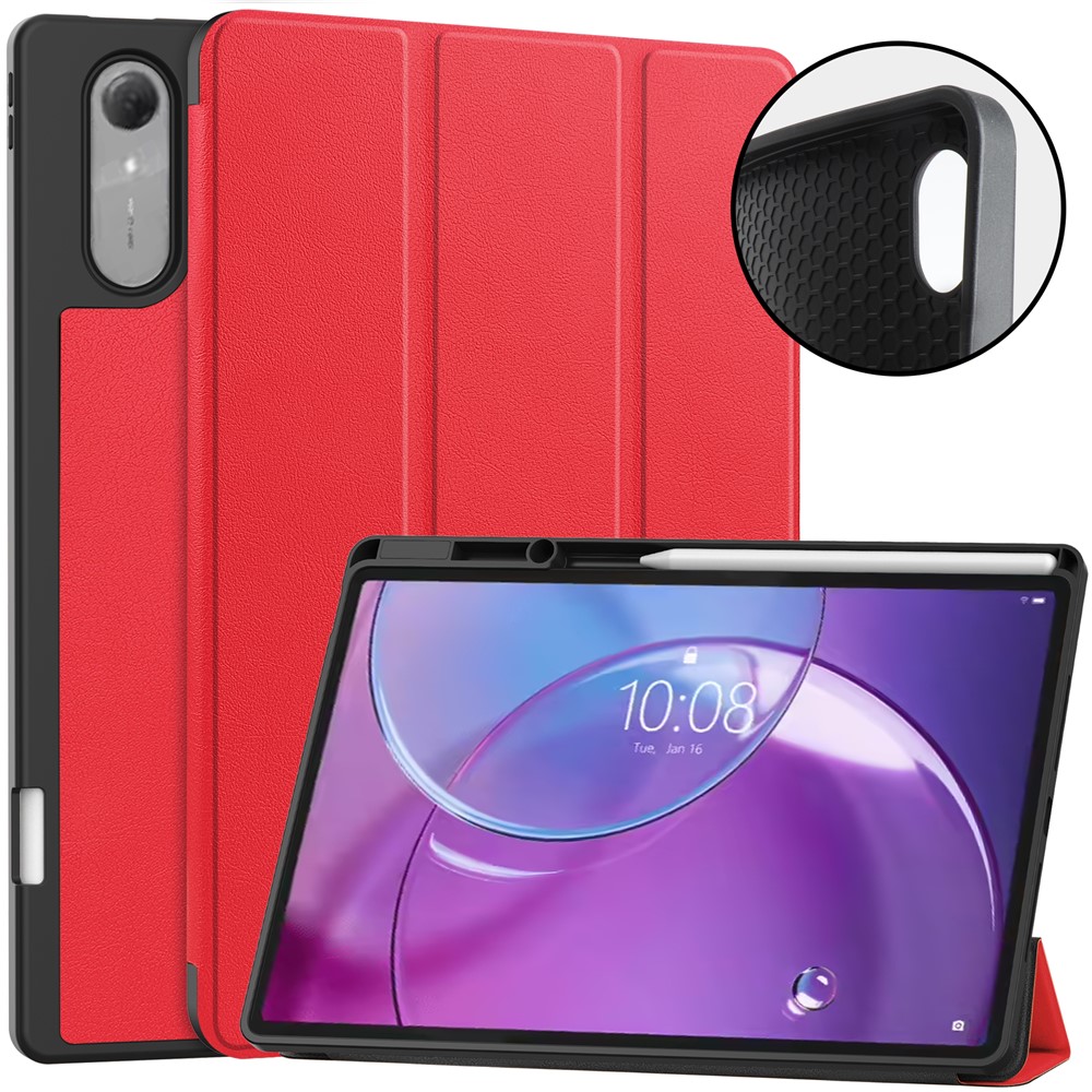Levně LEATHER Zaklápěcí kryt pro Lenovo Idea Tab Pro Gen 2 červený