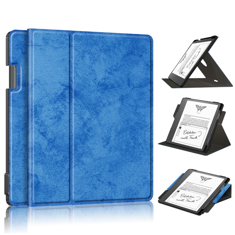 Levně LEATHER Zaklápěcí pouzdro pro Amazon Kindle Scribe 2024 / Kindle Scribe 2022 modré