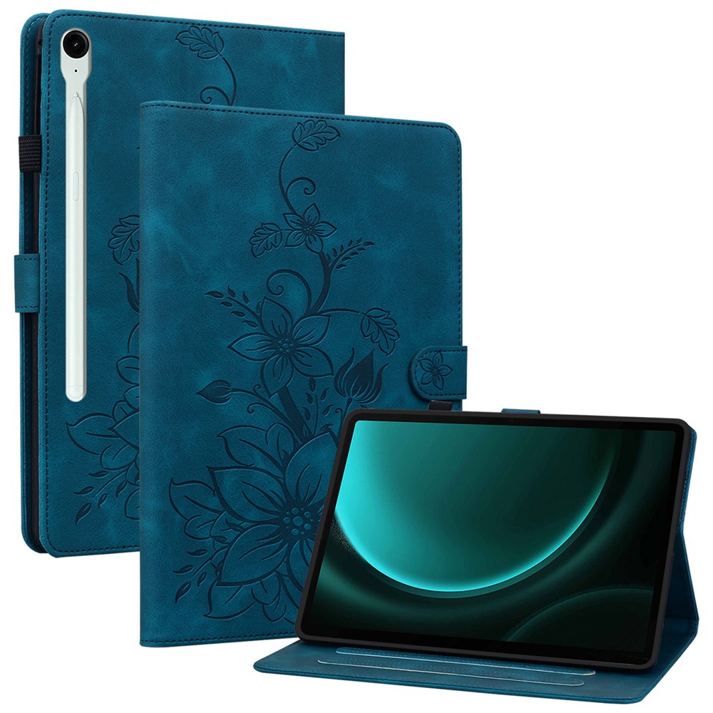 Levně ART Lilie Sklápěcí pouzdro pro Samsung Galaxy Tab S9 FE / Tab S10 FE / Tab S10 Lite modré