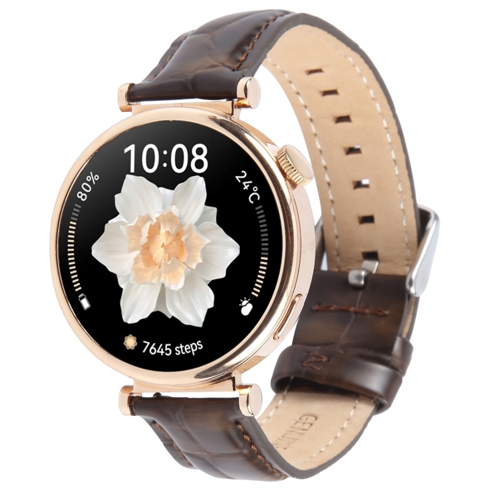Levně LEATHER Kožený řemínek pro Garmin Lily 2 / Lily 2 Active Brown Bamboo Grain