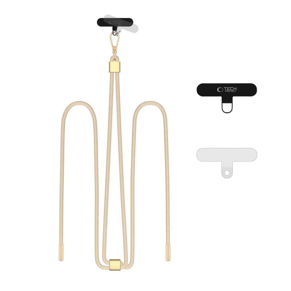Levně TECH-PROTECT C2S CrossBody univerzální řemínek na telefon BEIGE / GOLD