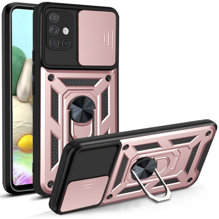 Levně RING CAMERA Kryt s držákem pro Samsung Galaxy A71 růžový