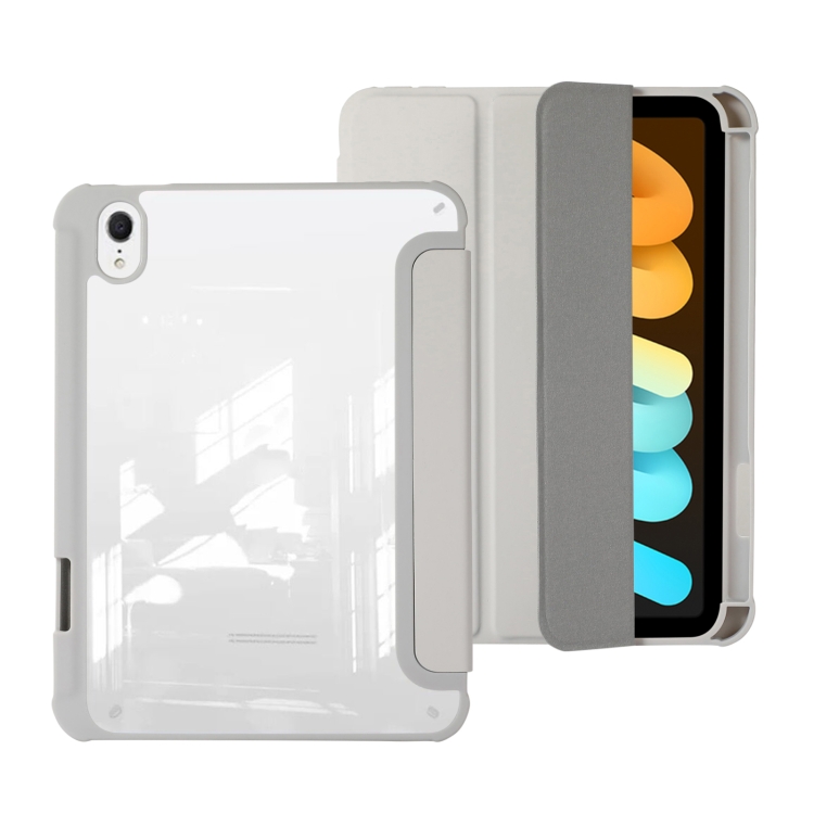 Levně CRYSTAL Zaklápěcí pouzdro Apple iPad mini 2021 / iPad mini 2024 šedé