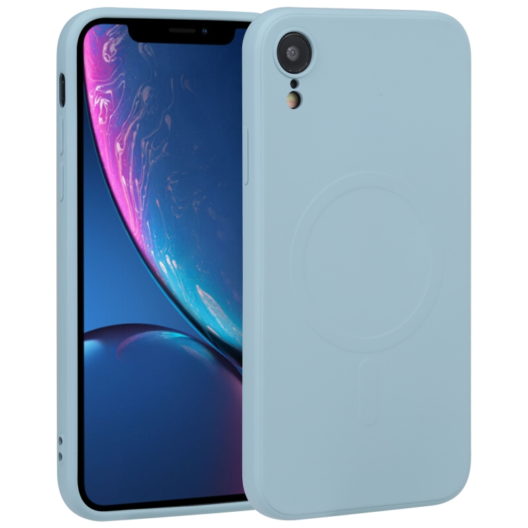 Levně RUBBER MAGSAFE Silikonový kryt pro Apple iPhone XR světle modrý