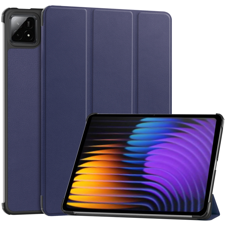 Levně LEATHER Zaklápěcí kryt pro Xiaomi Pad 7 / Pad 7 Pro / Pad 8 / Pad 8 Pro tmavě modrý