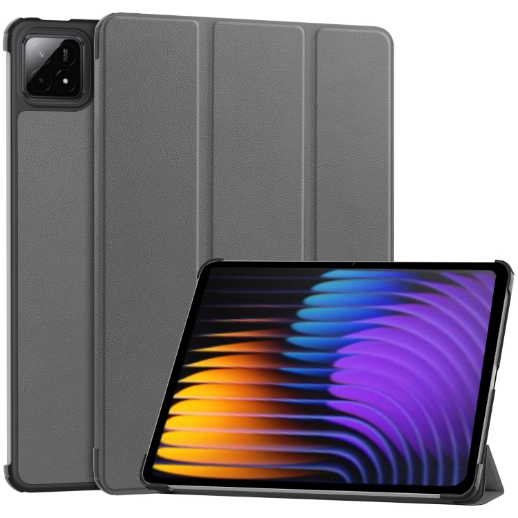 Levně LEATHER Zavírací kryt pro Xiaomi Pad 7 / Pad 7 Pro / Pad 8 / Pad 8 Pro šedý
