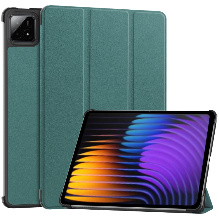 Levně LEATHER Zaklápěcí kryt pro Xiaomi Pad 7 / Pad 7 Pro / Pad 8 / Pad 8 Pro zelený