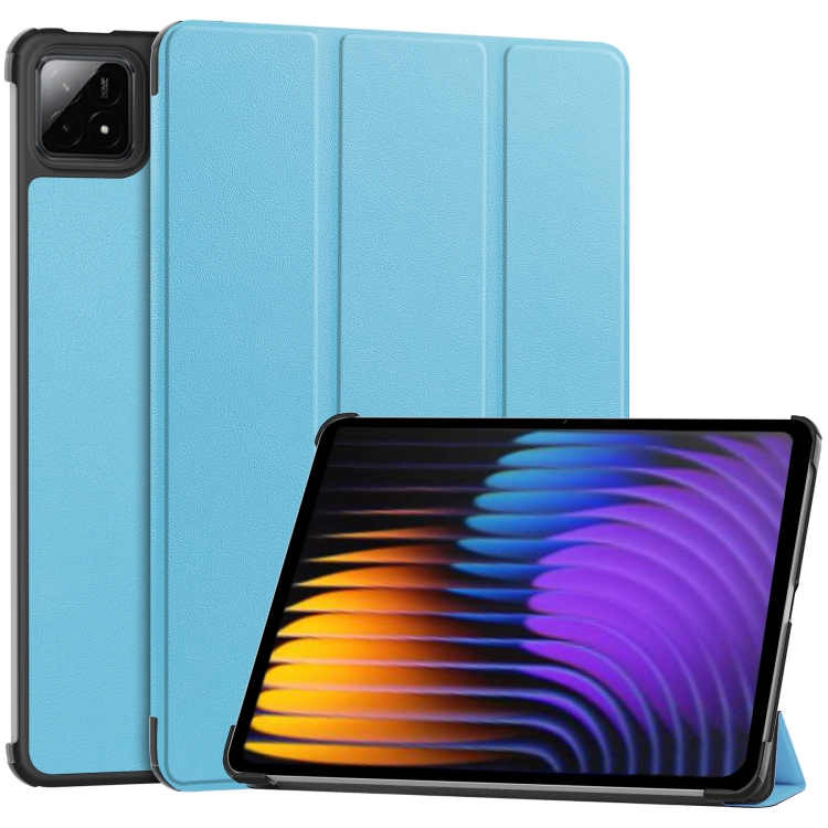 Levně LEATHER Zaklápěcí kryt pro Xiaomi Pad 7 / Pad 7 Pro / Pad 8 / Pad 8 Pro světle modrý