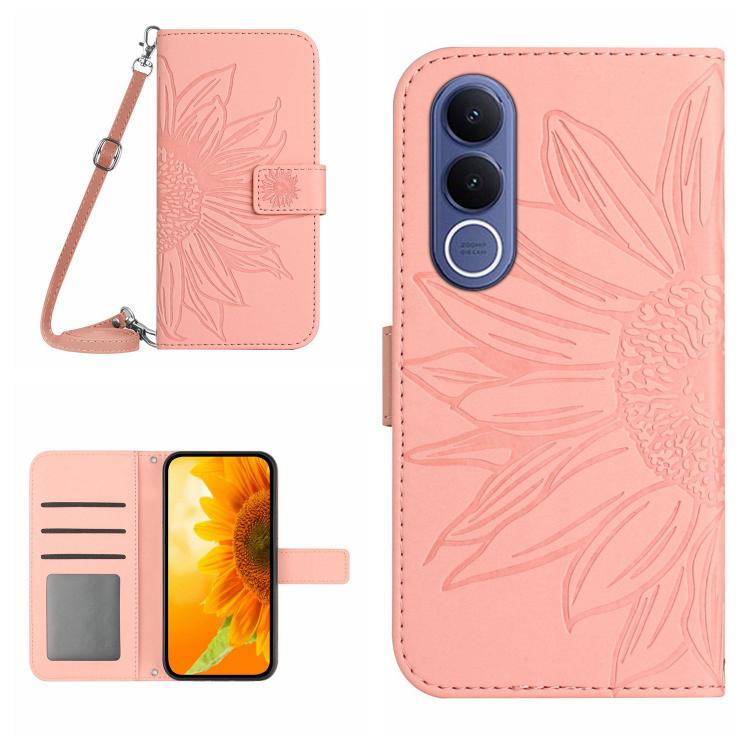 Levně ART SUNFLOWER Peněženkový kryt se šňůrkou pro Vivo V70 FE růžový