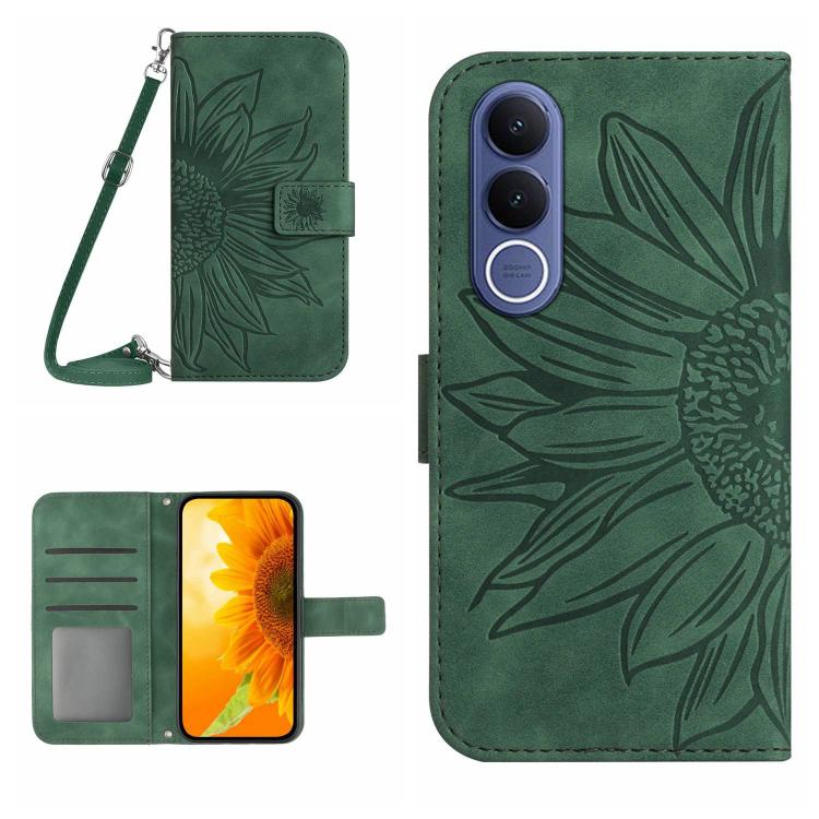 Levně ART SUNFLOWER Peněženkový kryt se šňůrkou pro Vivo V70 FE zelený