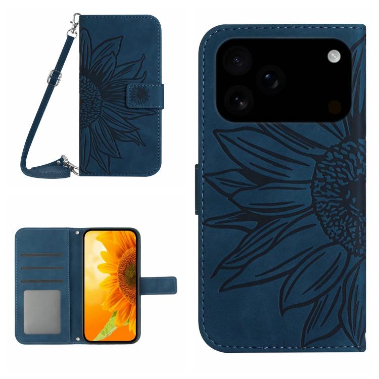 Levně ART SUNFLOWER Peněženkový kryt se šňůrkou pro Apple iPhone 17 Pro modrý