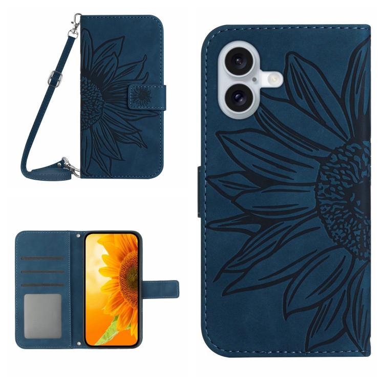 Levně ART SUNFLOWER Peněženkový kryt se šňůrkou pro Apple iPhone 17 modrý