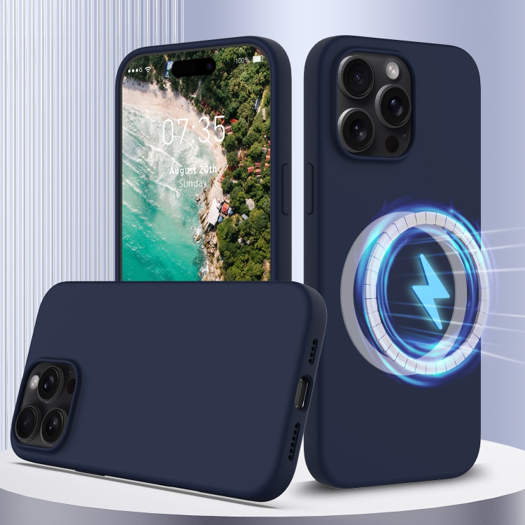 Levně RUBBER MAGSAFE Silikonový kryt pro Apple iPhone 16 Pro Max tmavomodrý