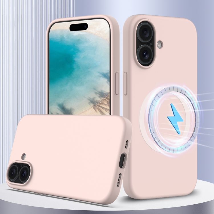Levně RUBBER MAGSAFE Silikonový kryt pro Apple iPhone 16 Plus světle růžový