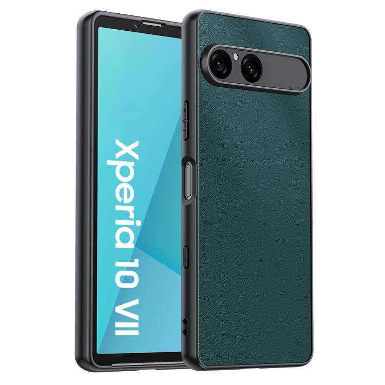 Levně LEATHER Ochranný kryt pro Sony Xperia 10 VII zelený