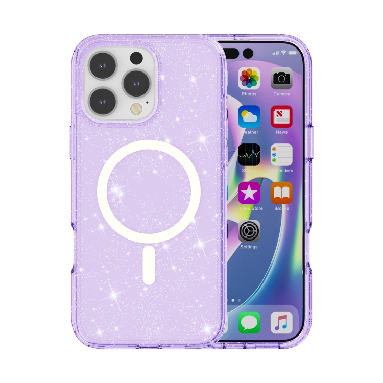 Levně GLITTER MAGSAFE Ochranný kryt pro Apple iPhone 16 Pro Max fialový