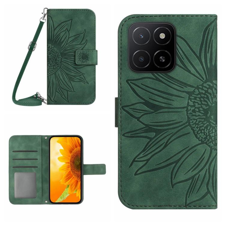 Levně ART SUNFLOWER Peněženkový obal se šňůrkou pro Honor X8c zelený