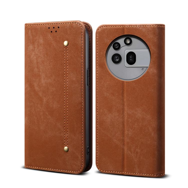 Levně DENIM Peněženkový kryt pro Nothing Phone (3a) Pro hnědý