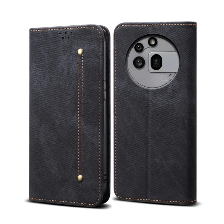 Levně DENIM Peněženkový kryt pro Nothing Phone (3a) Pro černý