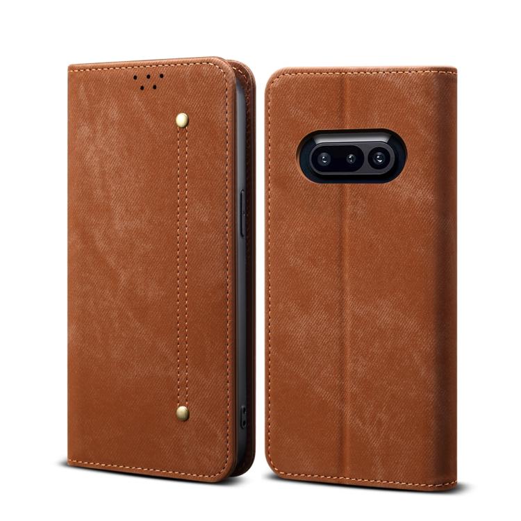 Levně DENIM Peněženkový kryt pro Nothing Phone (3a) hnědý