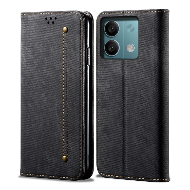 Levně DENIM Peněženkový kryt pro Xiaomi Redmi Note 13 černý