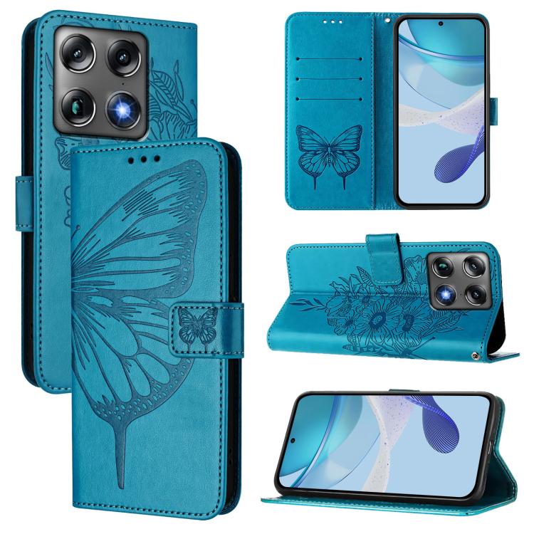 Levně ART BUTTERFLY Peněženkový obal pro Motorola Signature modrý