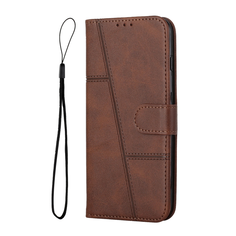 Levně STITCHED Peněženkový kryt pro Infinix Hot 50 5G tmavě hnědý