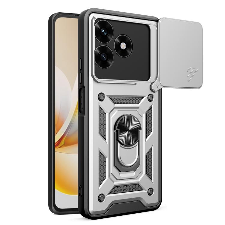 Levně Kryt RING kamera s držákem pro Honor X5c Plus stříbrný