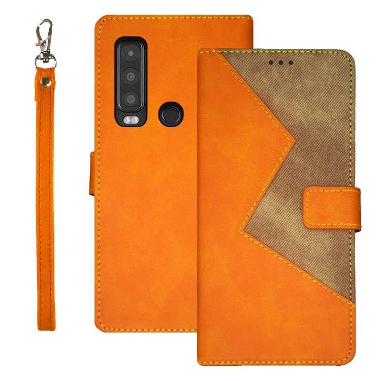 Levně IDEWEI TWO-COLOR Peněženkové pouzdro pro CAT S75 oranžové