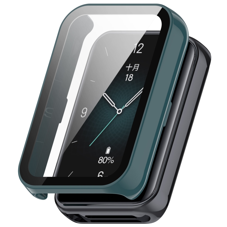 PC FULL COVER Plastový kryt se sklem pro Honor Band 9 tmavě zelený