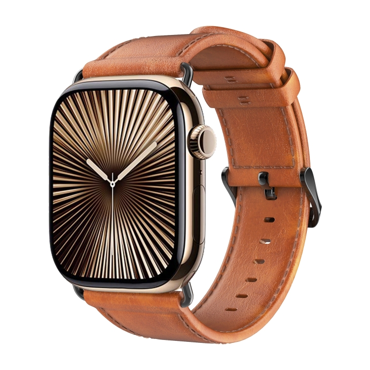 DUX LEATHER Kožený řemínek pro Apple Watch 10 / 11 46mm světle hnědý
